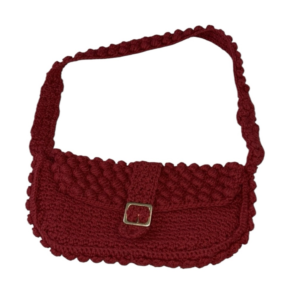 Handcrafted Red Crochet Shoulder Bag